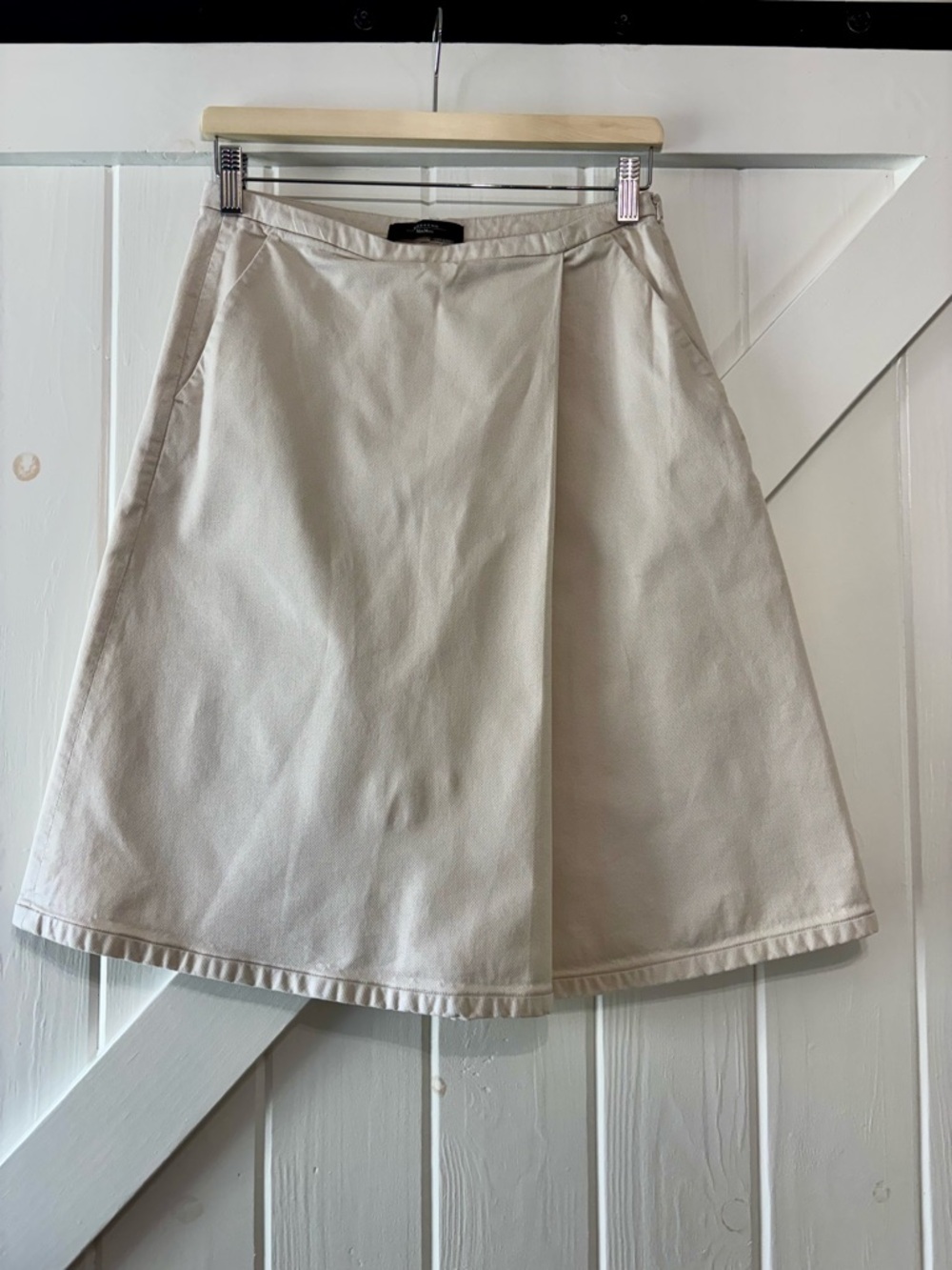 Weekend Max Mara Ivory A-Line Cream Skirt Pockets Side Zip Medium US 6-8 - Picture 2 of 8